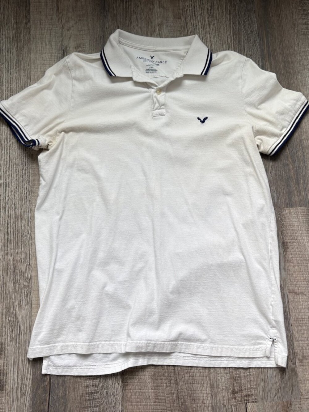 American Eagle Polo Shirt Mens Size L Large White Classic Fit